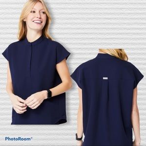 FIGS Navy Rafaela - Oversized Scrub Top - XS
